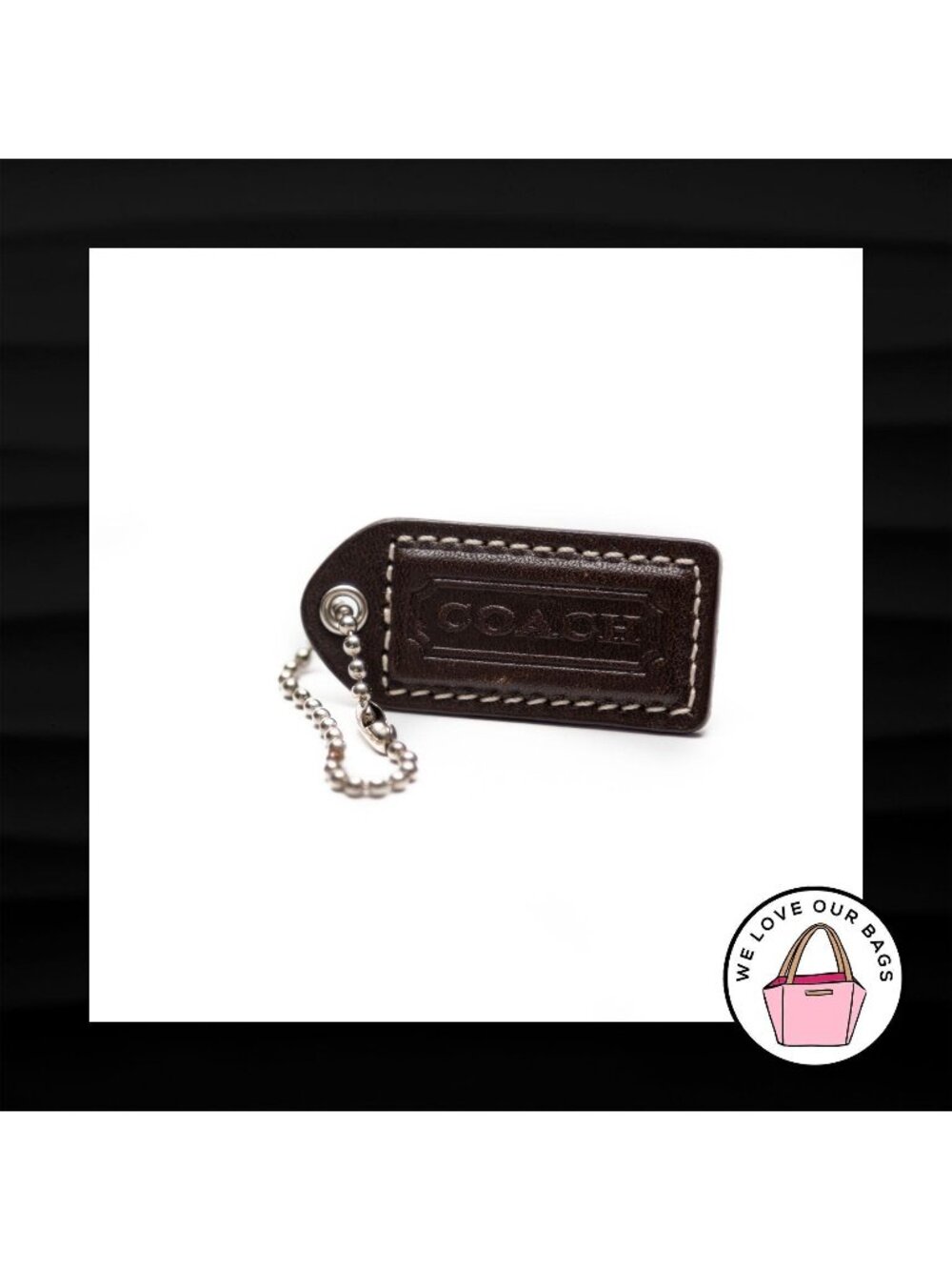 2" Medium COACH BROWN LEATHER KEY FOB BAG CHARM